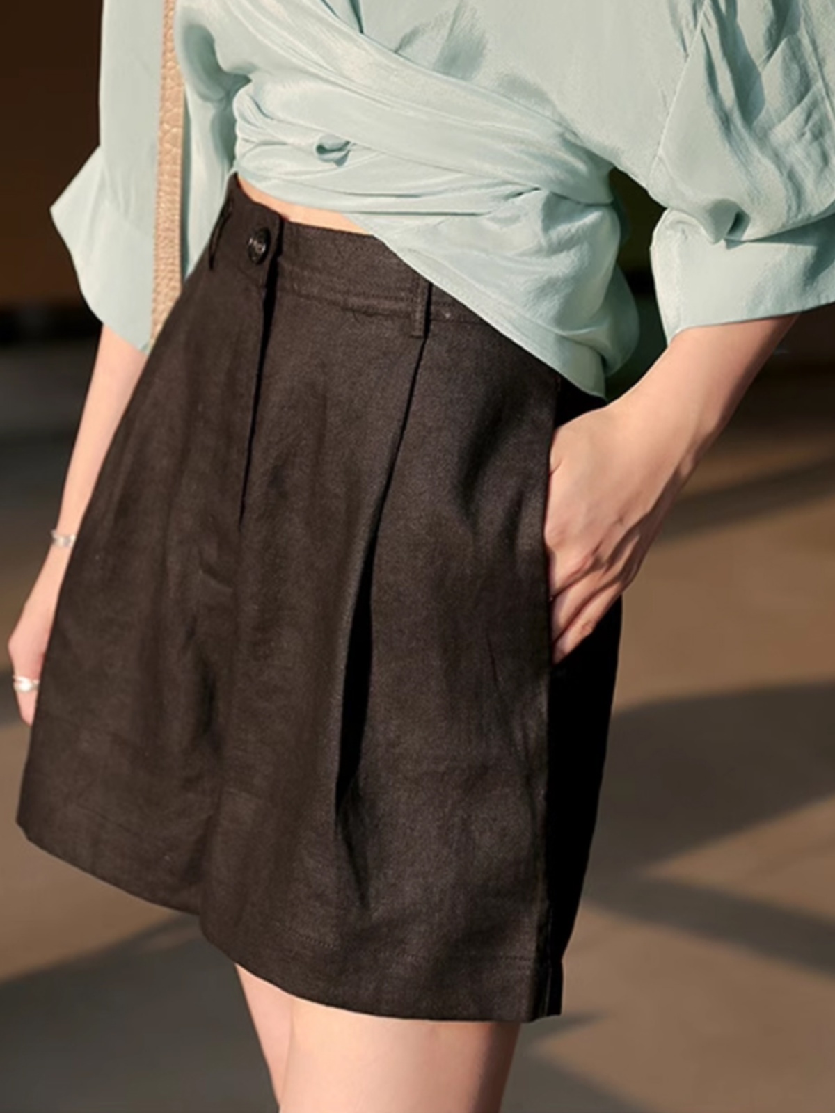 Linen Pant Wide - Pure Linen Casual Shorts Women's Loose