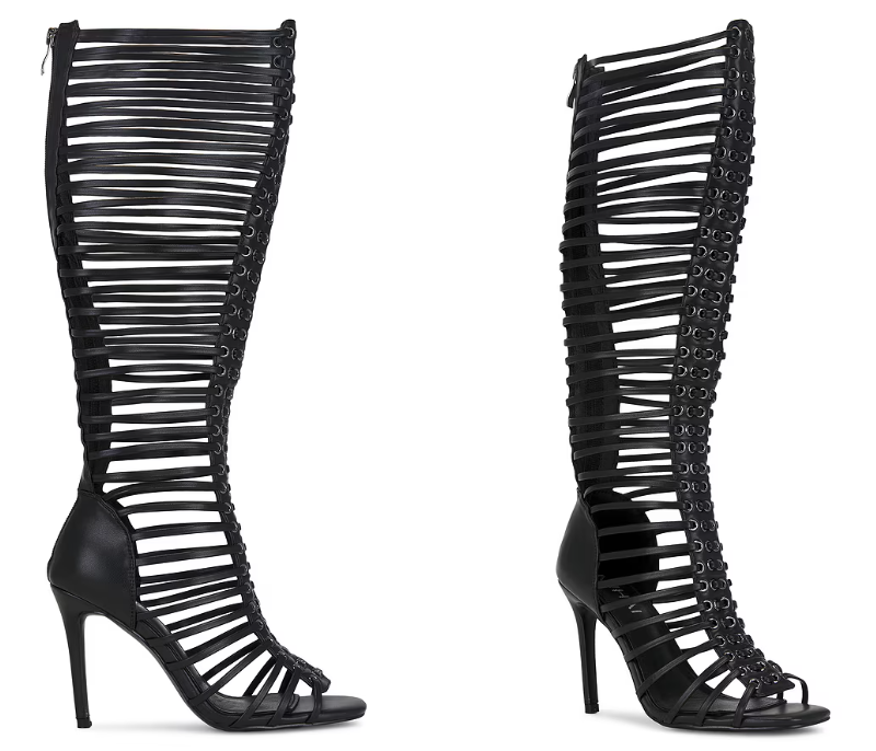 Women Black Caged Strappy Stil - Sandal Strappy Heeled 评论和价格