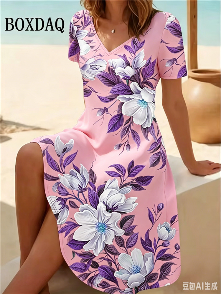 6XL Plus Size Women Dresses Su - Romper Floral Print 评论和价格