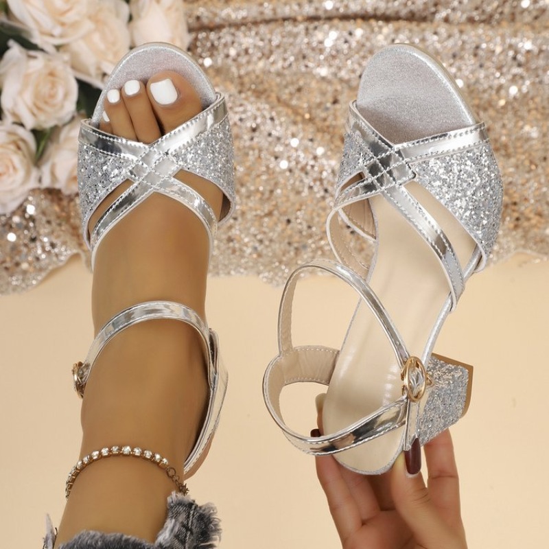 Women Block Heels Sandals Gold - Sandal Strappy Heeled 评论和价格