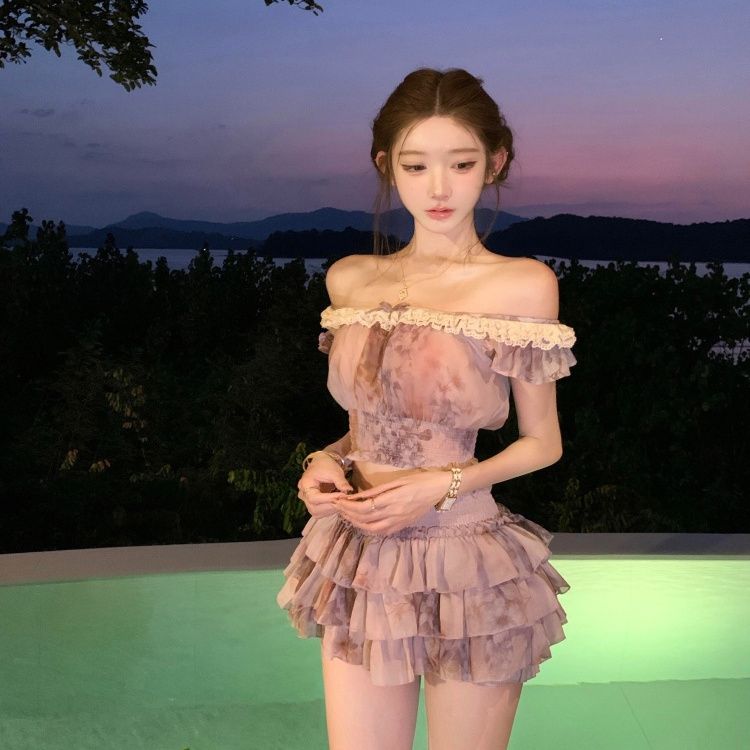 French Sweet Coquette Off Shou - Romper Floral Print 评论和价格