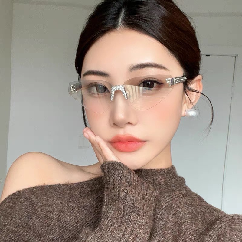 Women's Sexy Cat Eye Rimless R - Sunglasses Cat Eye 评论和价格