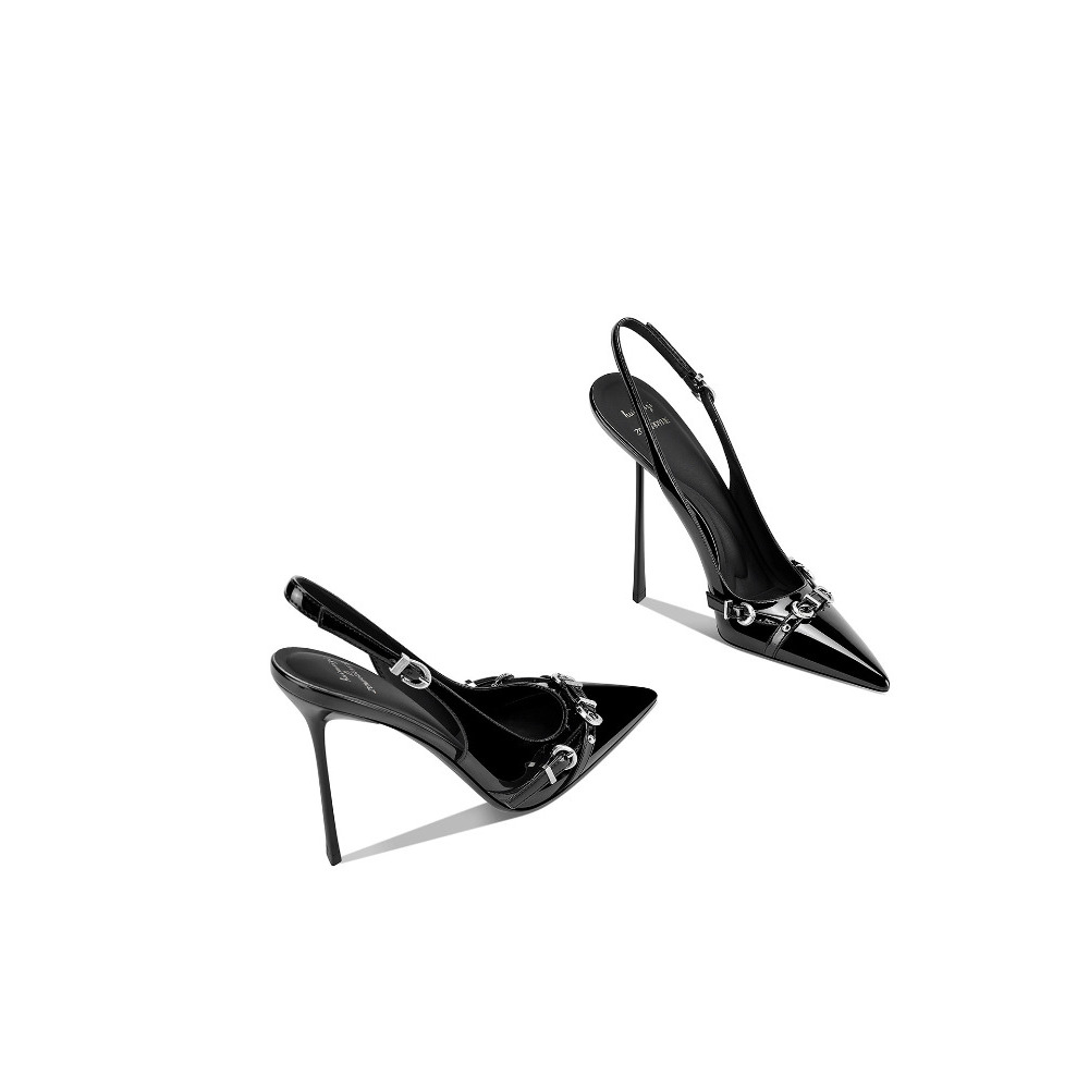 Fashionable Black Pointed Toe  - Sandal Strappy Heeled 评论和价格
