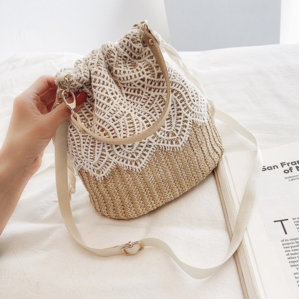 Portable Lace Straw Shoulder B - Tote Bag Beach 评论和价格