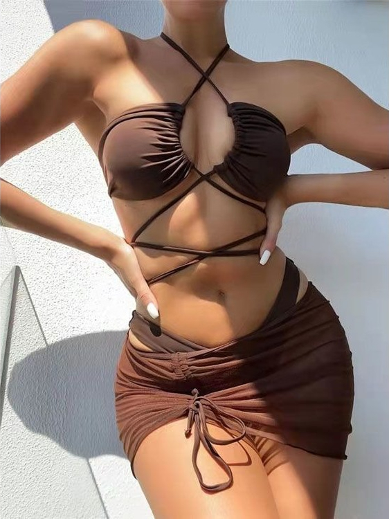 Ladies High Waist Split Bikini - Swimsuit Bikini Ruched 评论和价格